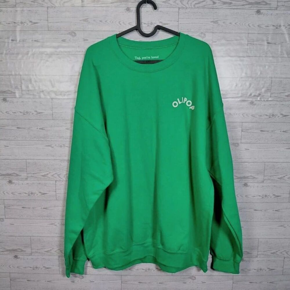 Olipop Sweatshirt Size XL Rare GREEN Pullover Crewneck